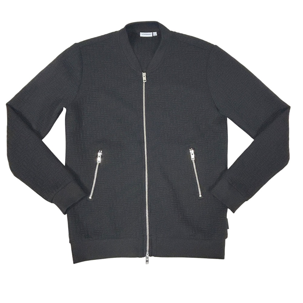 J.Lindeberg Jacket Mens L Randall Quilt‎ Black Jersey Bomber Golf Quiet Luxury